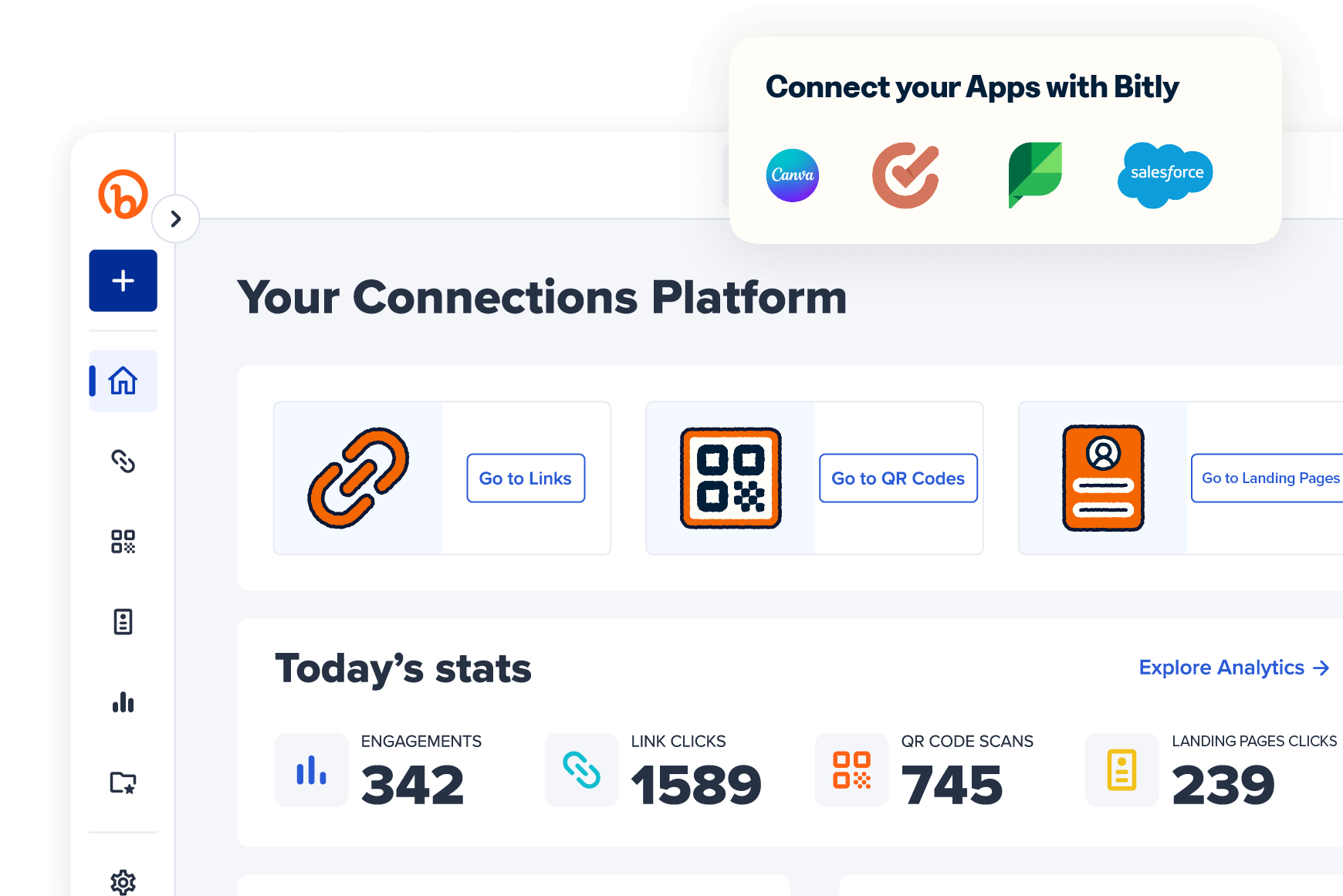 Bitly connections platform UI